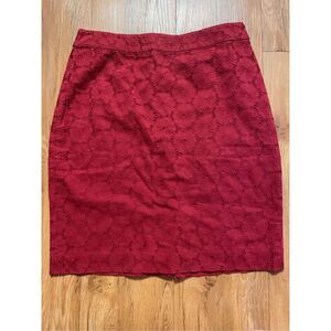 J. Crew Factory Red Lace Pencil Skirt